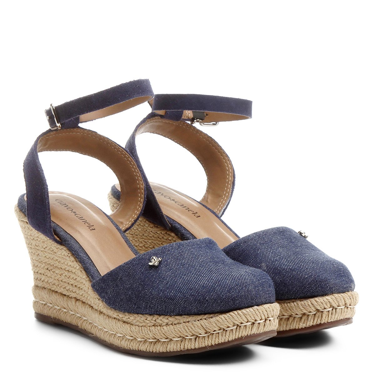 sandalia anabela cravo e canela